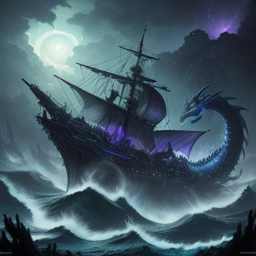 Epic Sea Battle: Dragon vs. Monster in Dark Depths