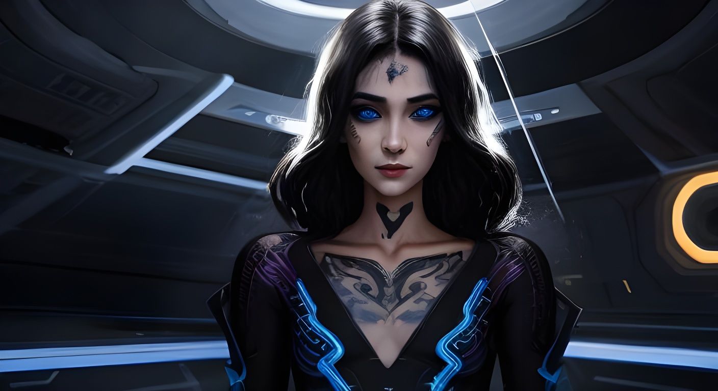 Tron Girl in Spaceship with Wet Hair