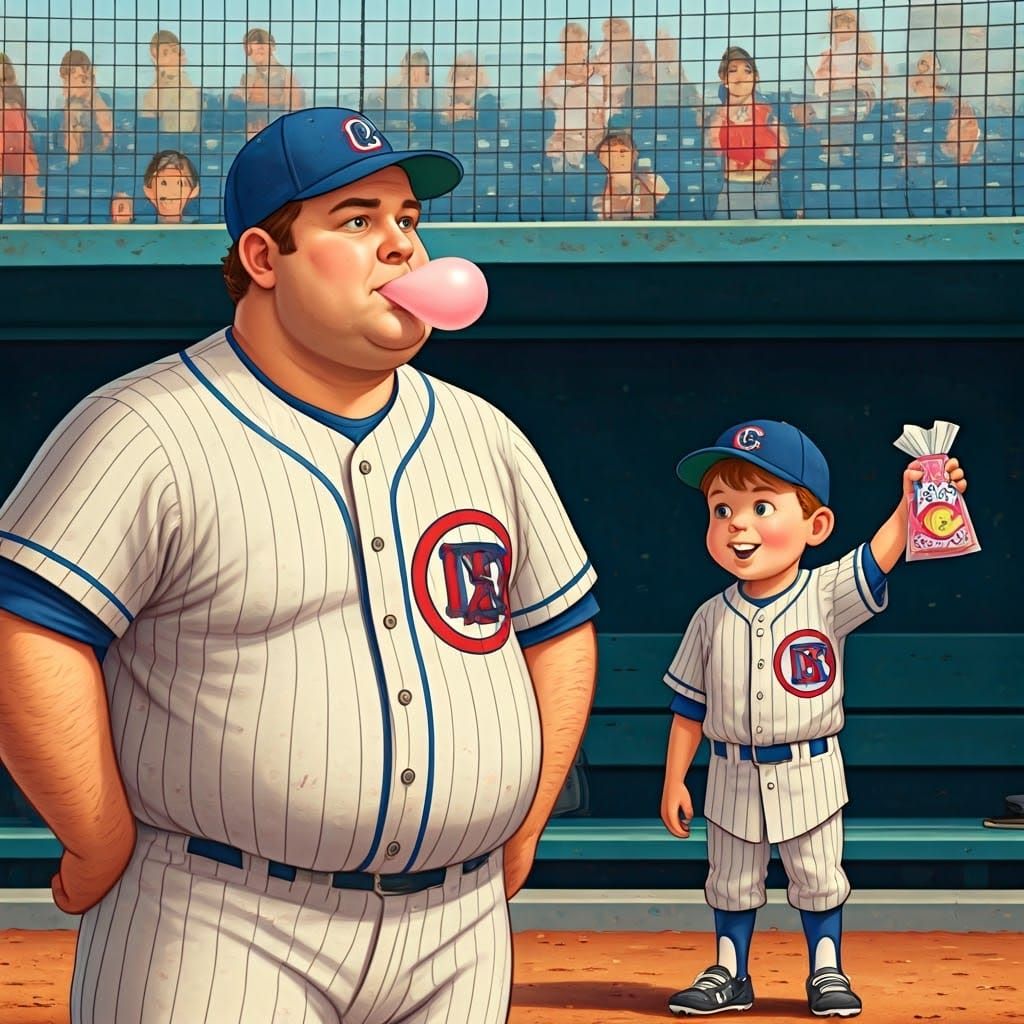 Classic Baseball Player Mentors Young Fan with Nostalgic Whi...