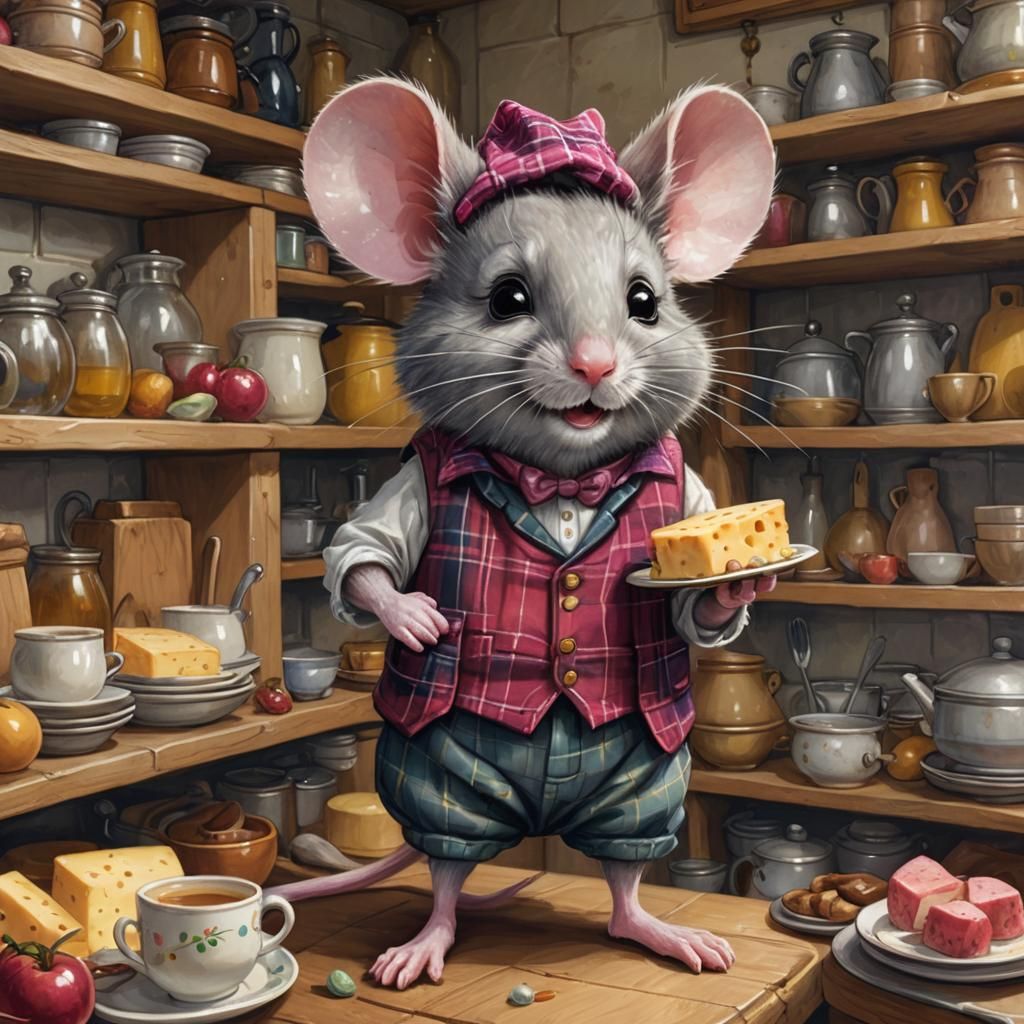 Cute Mouse Chef in Kitchen, Fantasy Concept Art