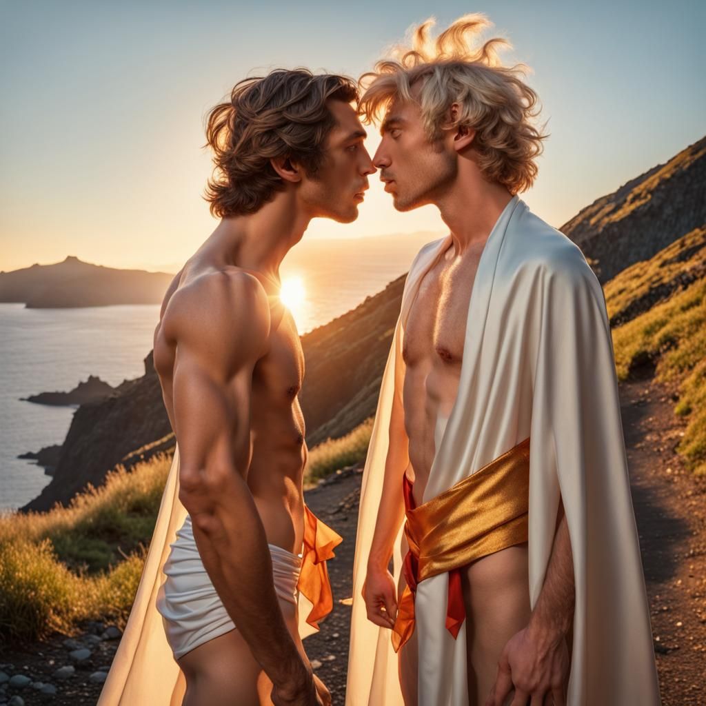 Golden Hour Kiss on Volcanic Island