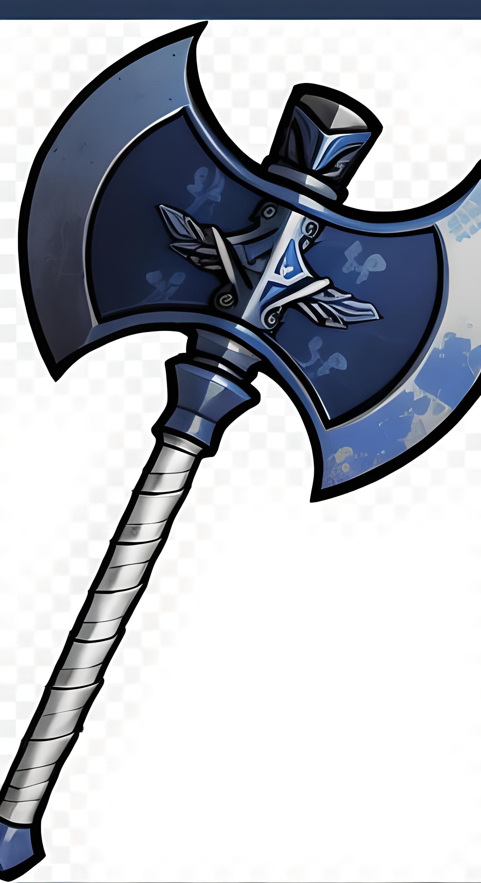 Detailed Blue Battle Ax Illustration