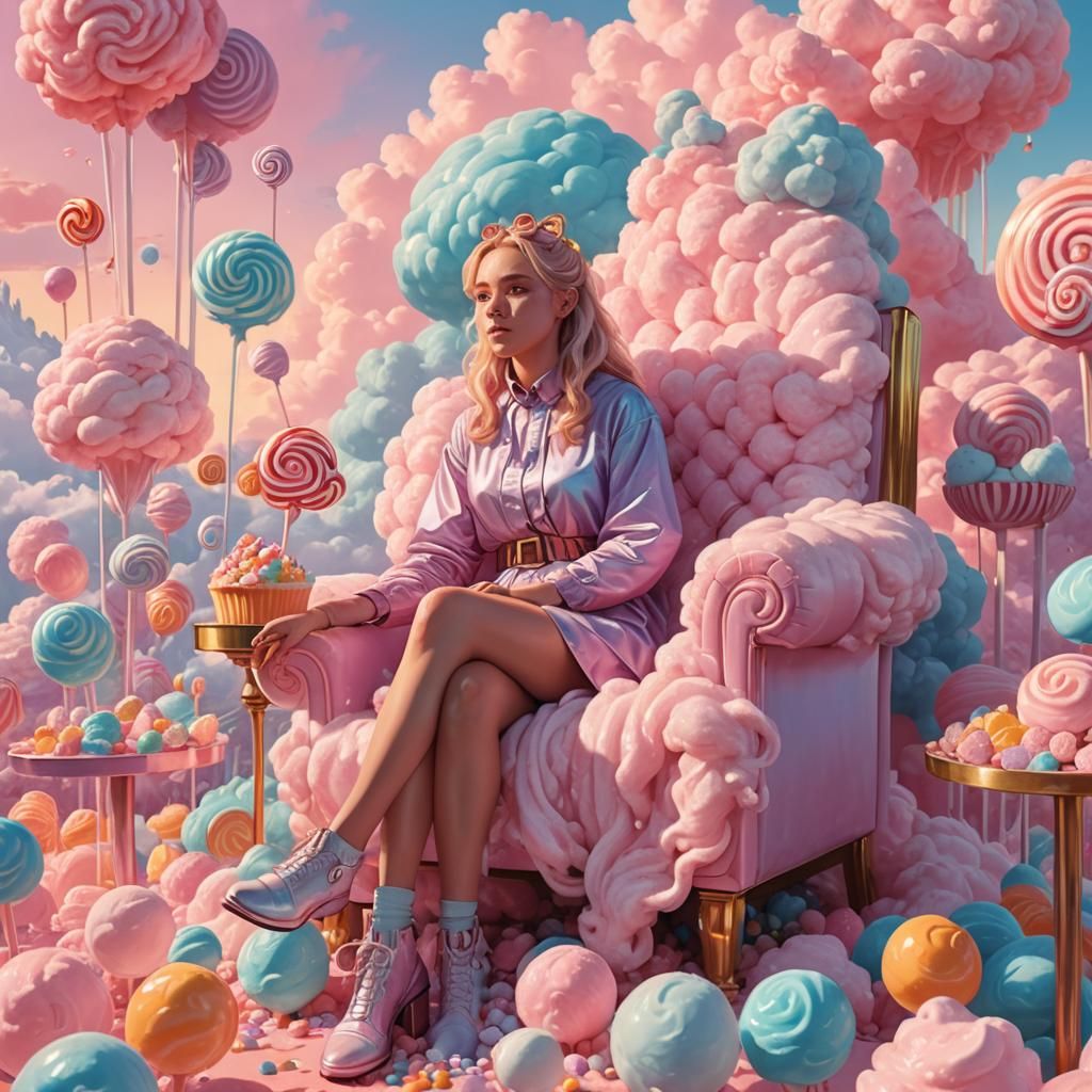 Candy Woman on Throne in Fantasy Art