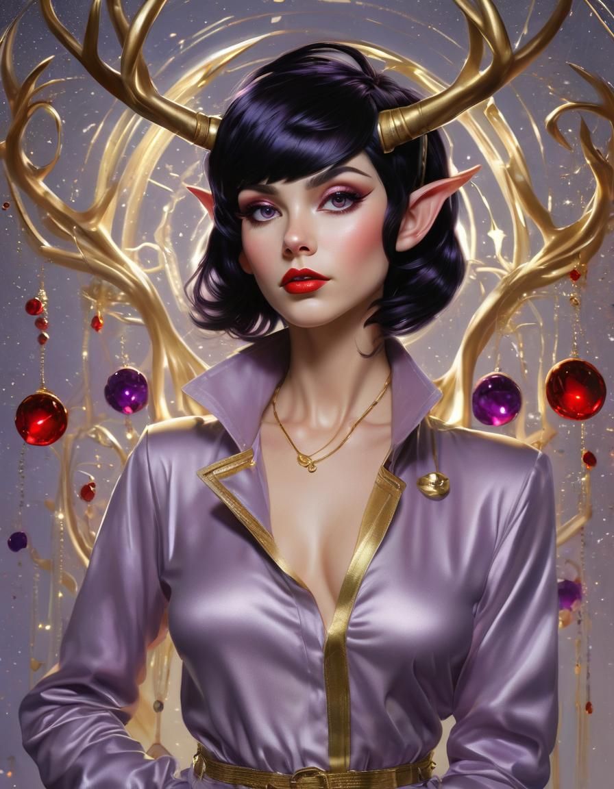 Vibrant Laboratory Character with Stag Antlers