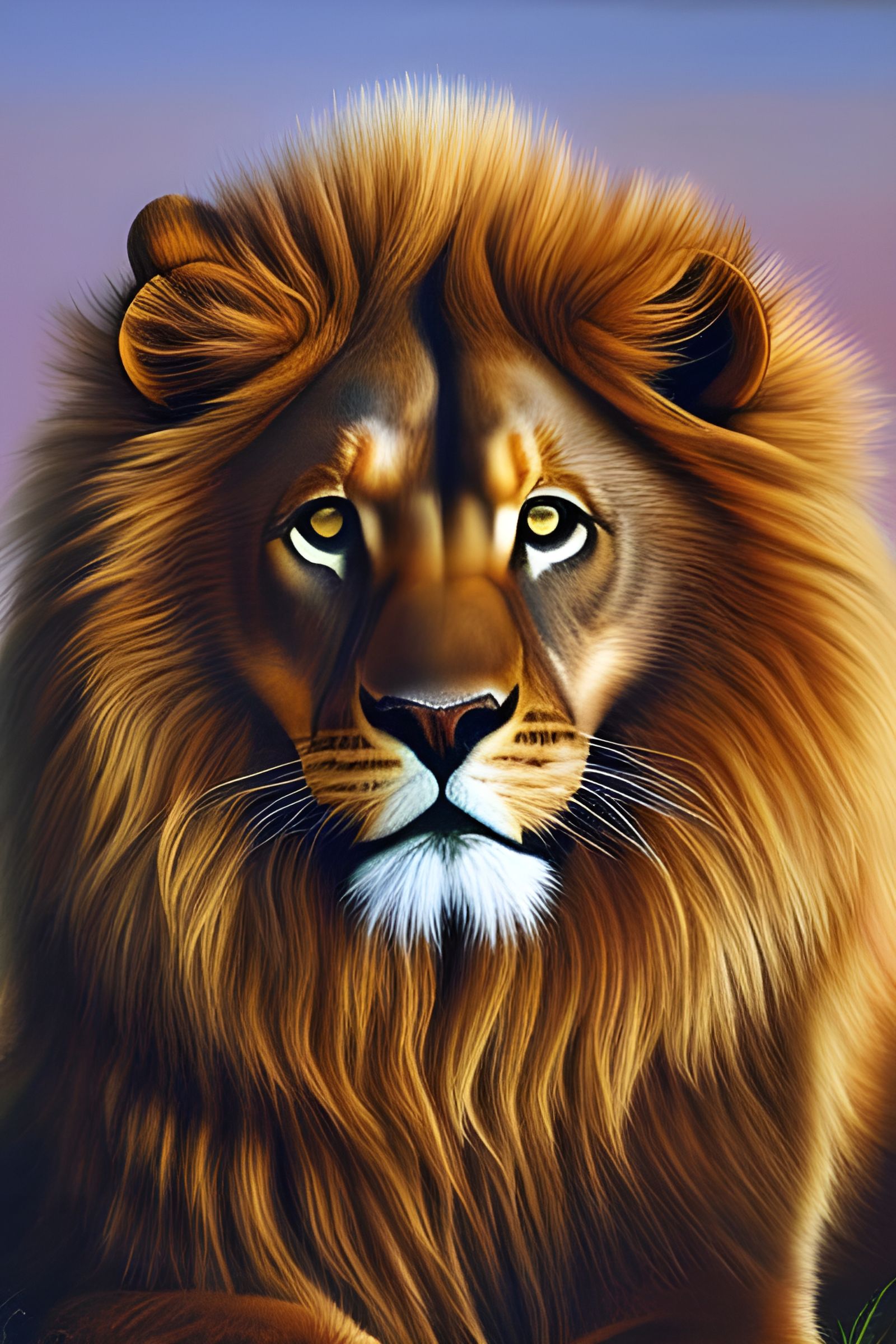 Hyperrealistic Lion Oil Painting in Vivid Colors