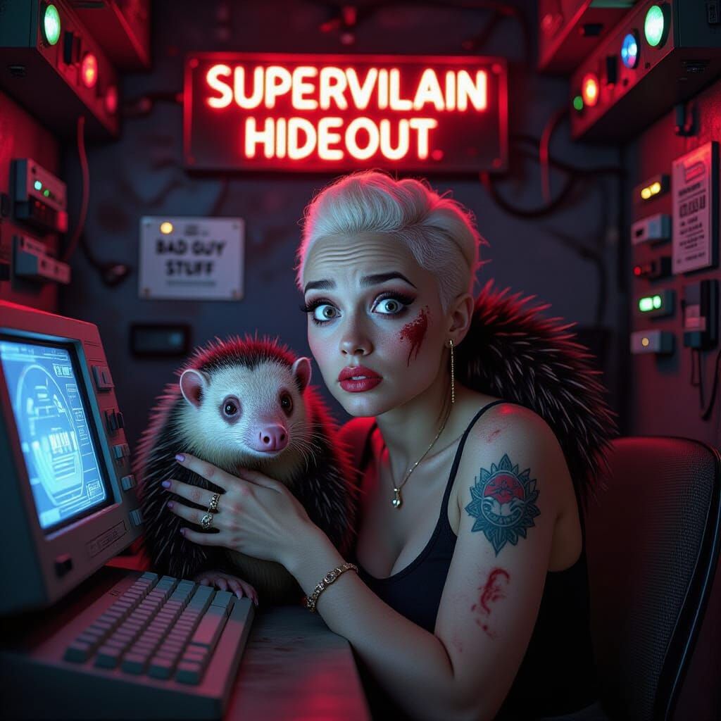 Distressed Albino Woman in Villain Hideout