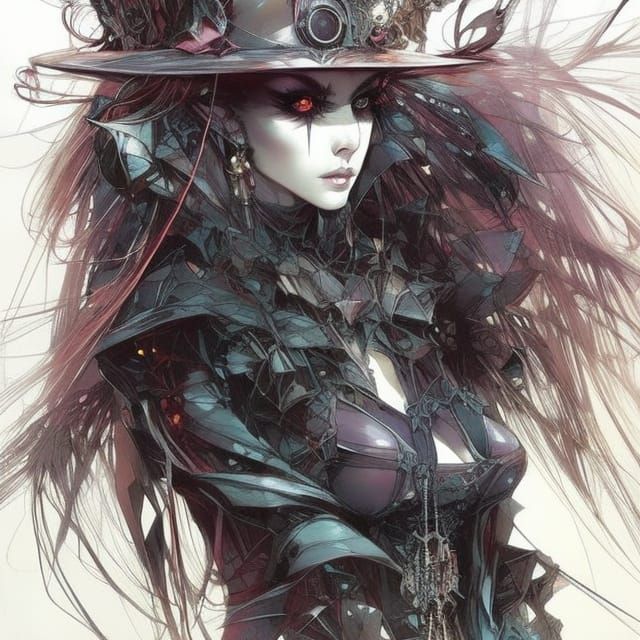 Gothic Solarpunk Anime Witch Portrait