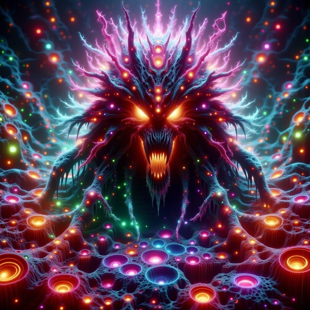 Colorful Fluffy Predator Illustration