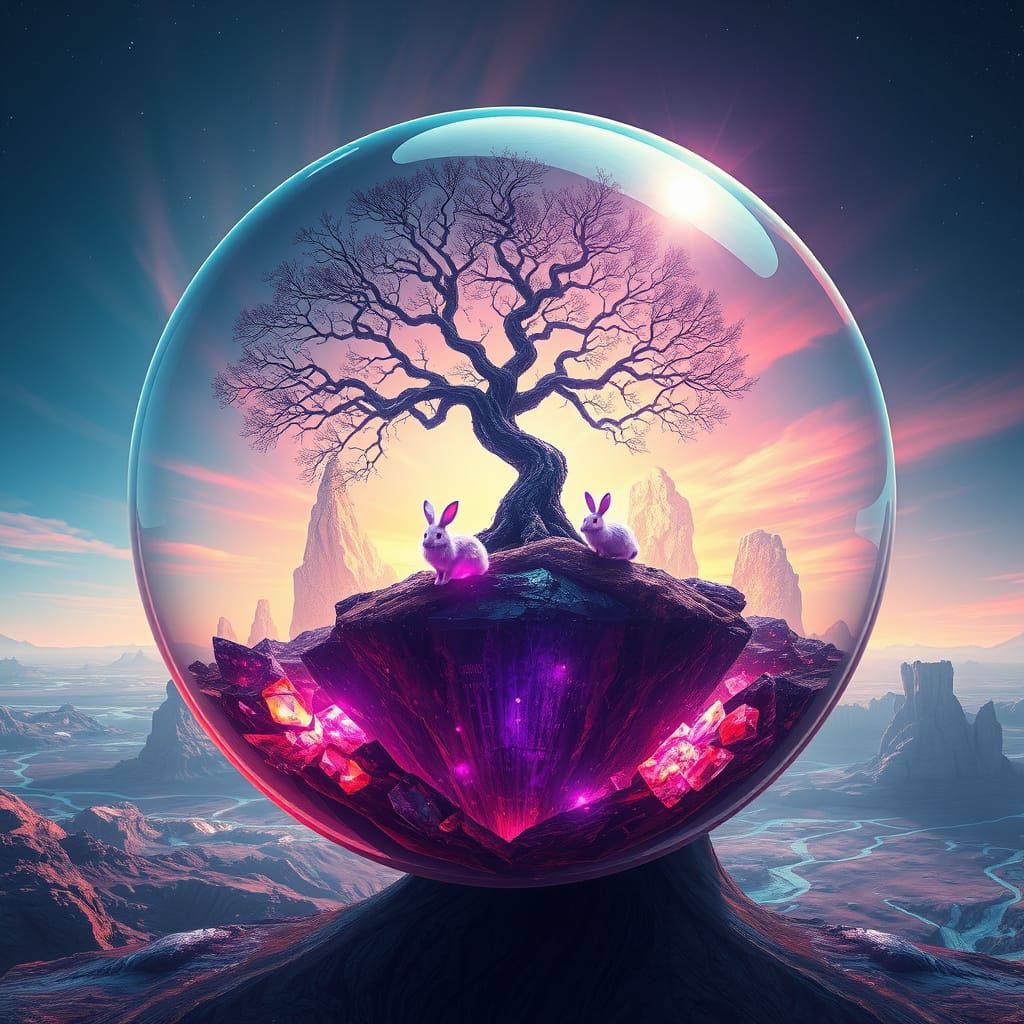 Vast Landscape Encased in Crystalline Orb