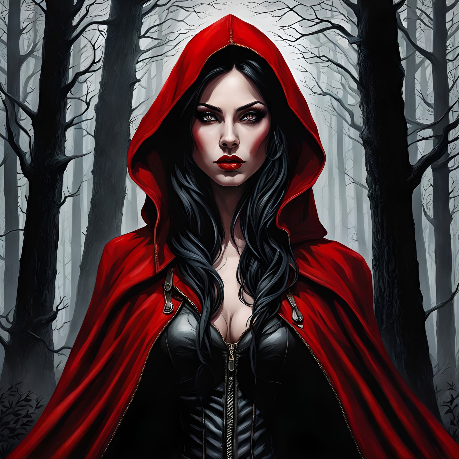 Little Red Riding Hood in Gothic Forest