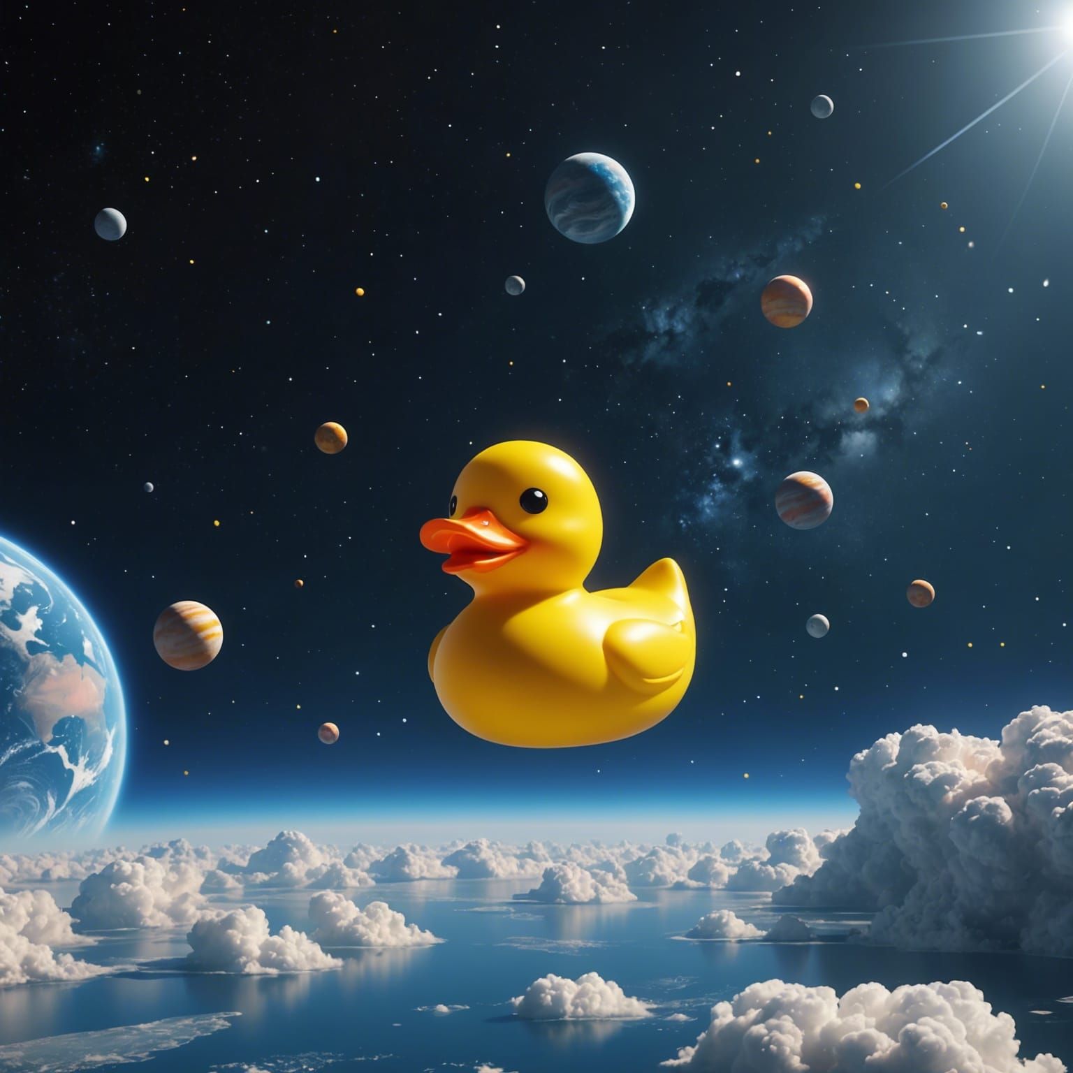 Rubber Duck Soars Through Space in 3D