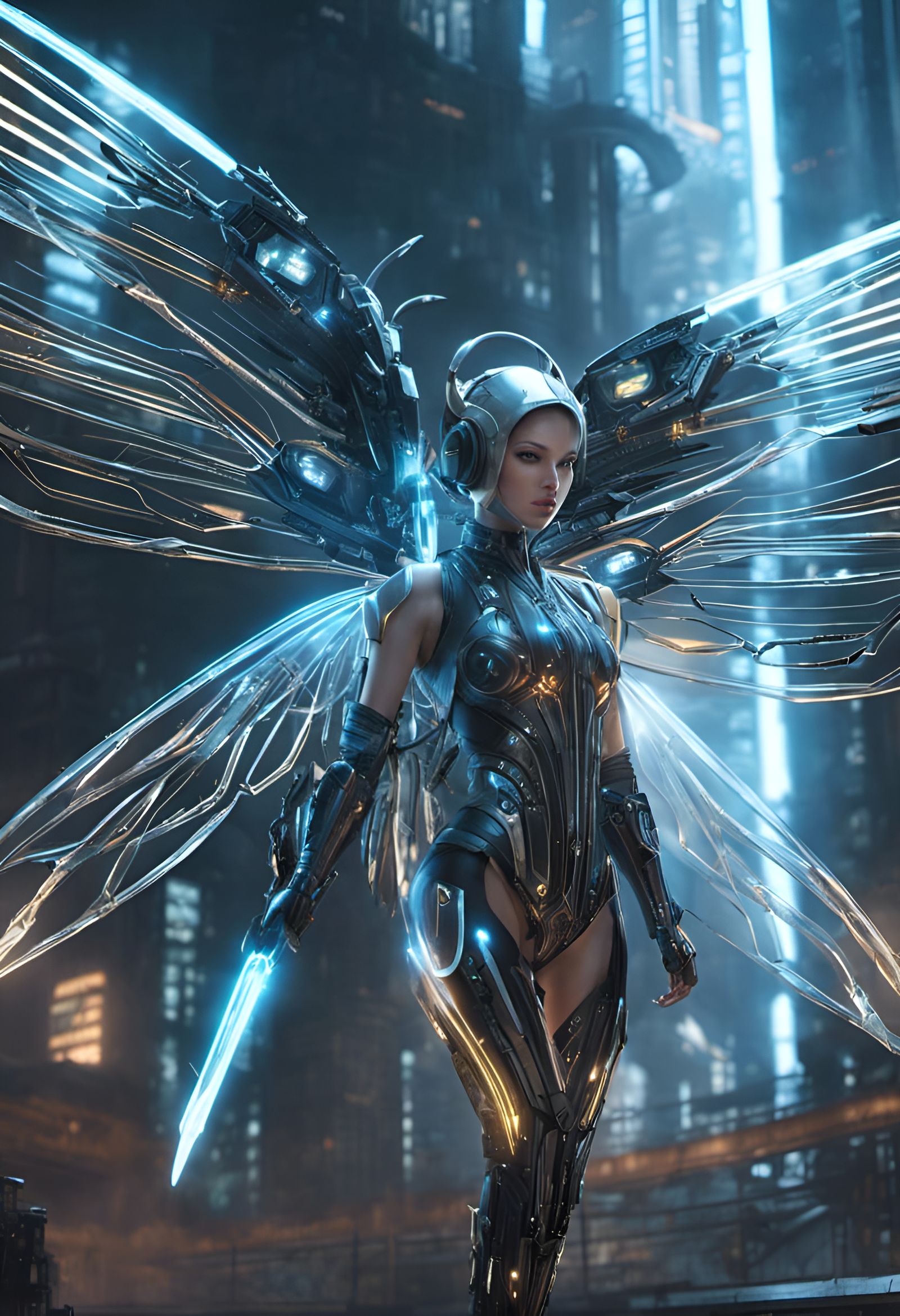 Hi-Tech Cybernetic Fairy with LED Wings