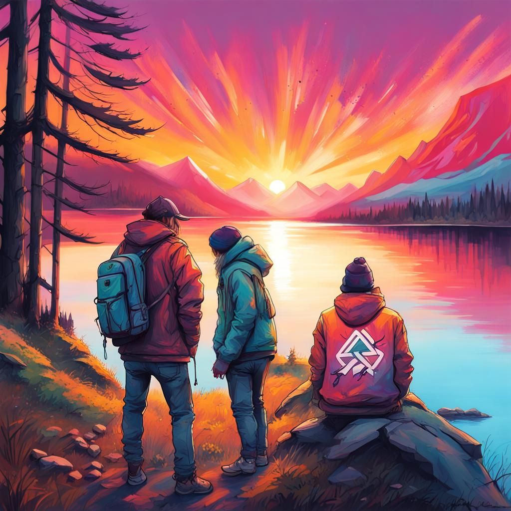 Mountain Sunset Joint: Graffiti Art Style
