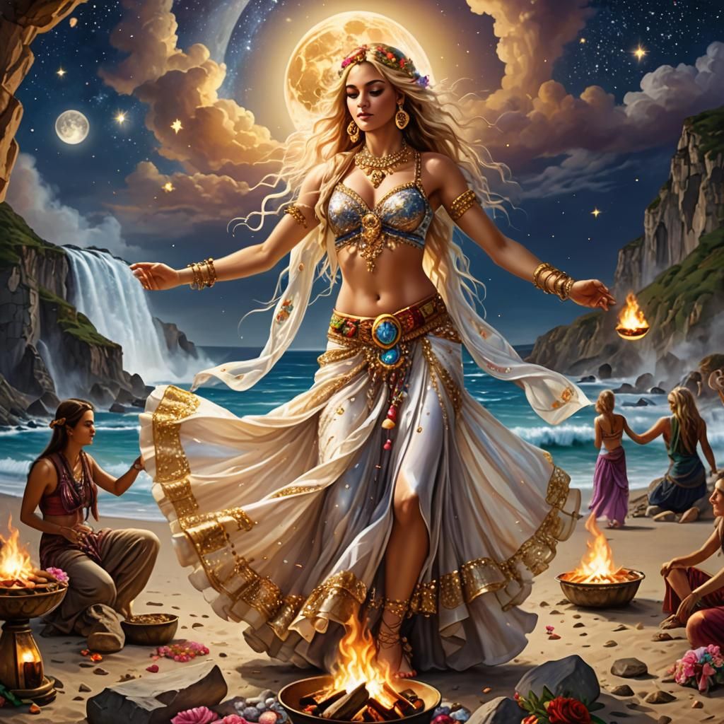 Gypsy Belly Dance Under the Moonlit Sky