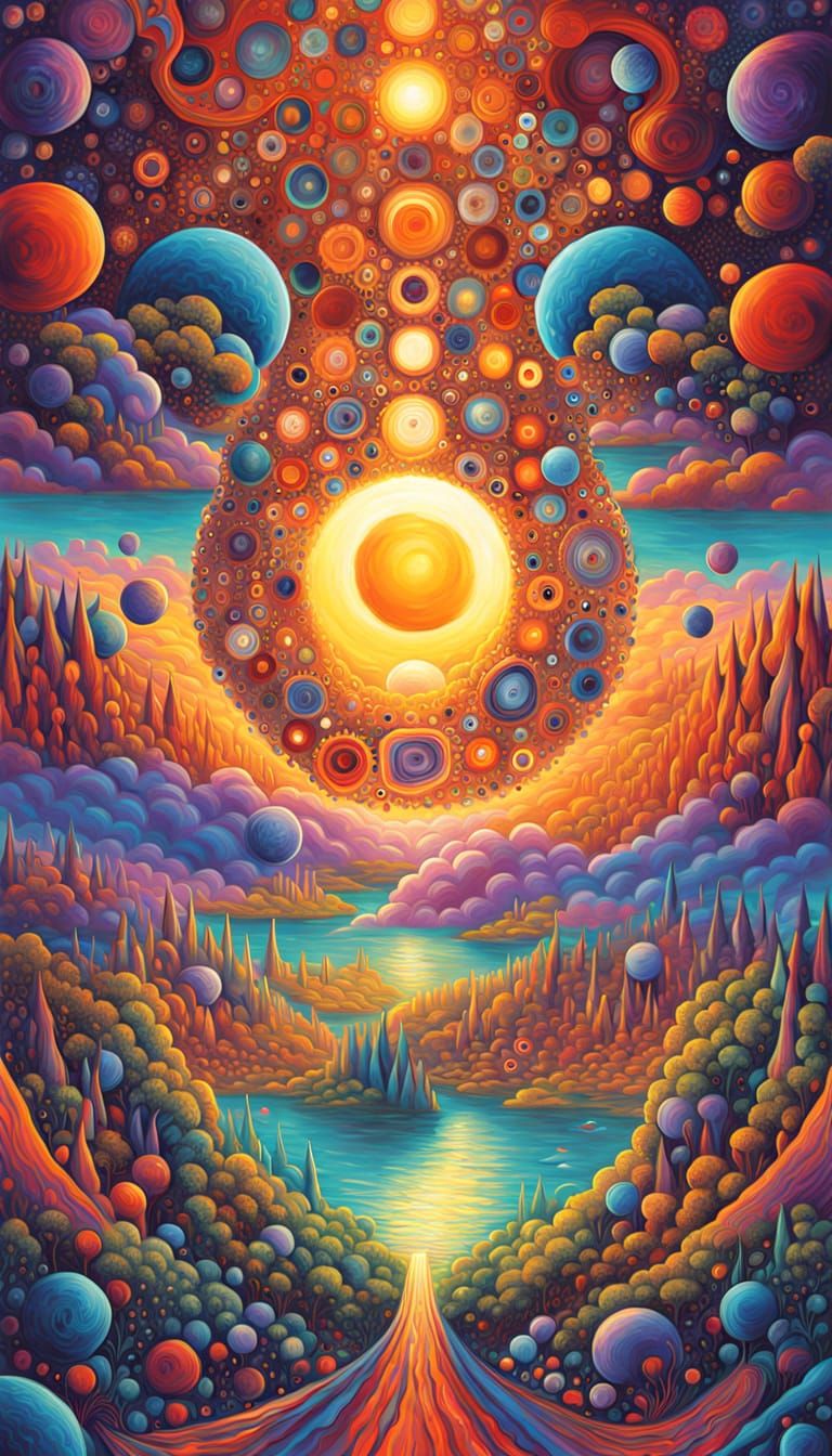 Vivid Abstract 4D Attention Getter in Psychedelic Style