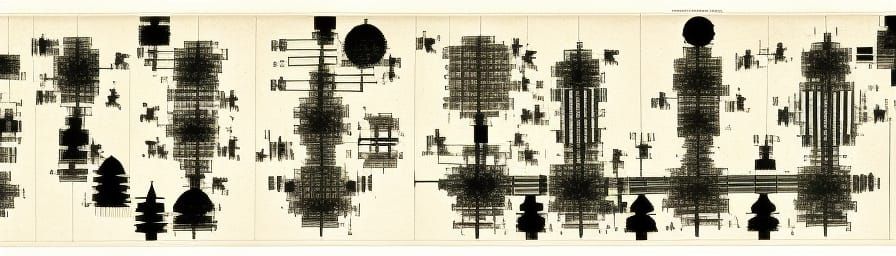 Experimental Music Notation Graphic Score in Black and White