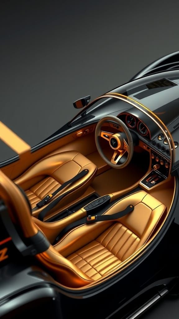 Luxury Futuristic Sports Car with Metallic Gold Accents
