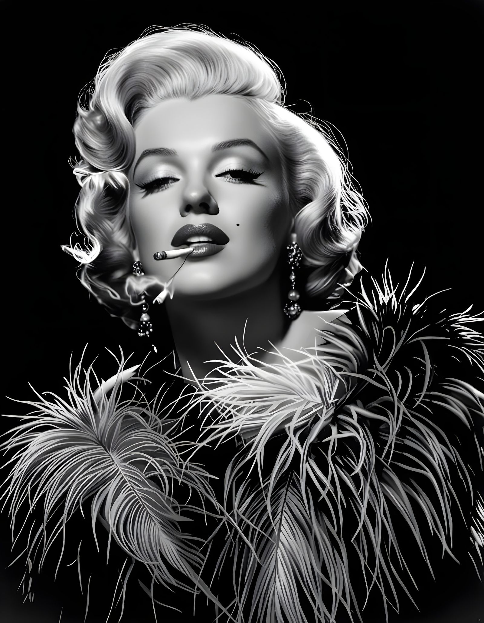 Glamorous Monochrome Portrait in Vintage Hollywood Style