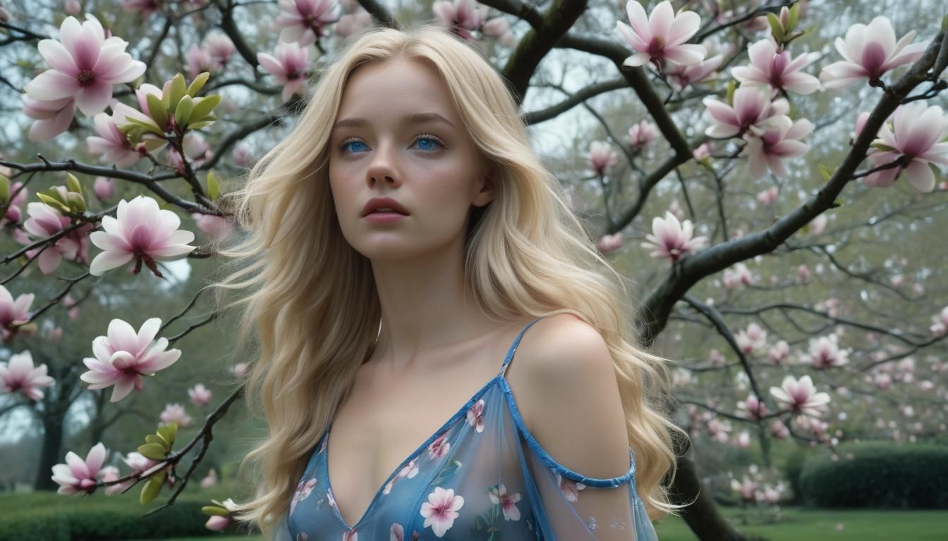 Blonde Model in Thunderstorm, Photorealistic Cinematic Shot