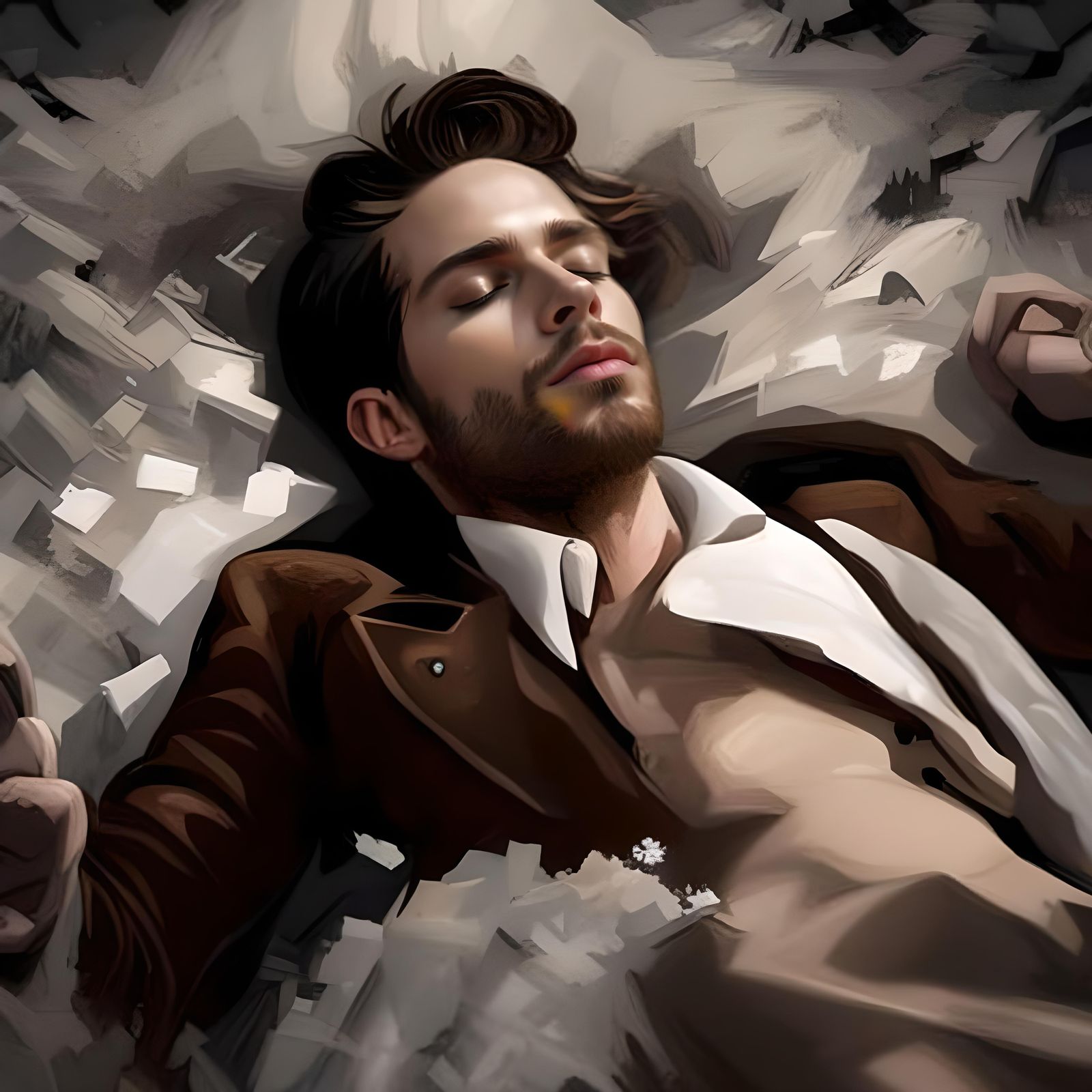 Man Unconscious in Snow, Fantasy Horror Style