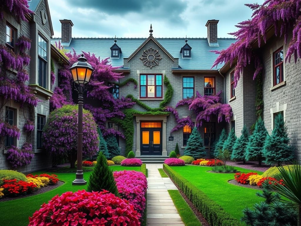 Mysterious W-Shaped School Amidst Enchanted Alley