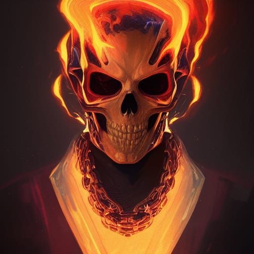 Ghost Rider Portrait in Hyperdetailed Art Style