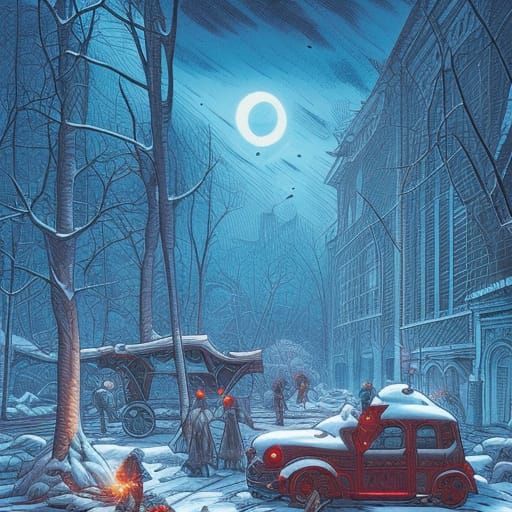 Icy Wasteland in Comic Book Style