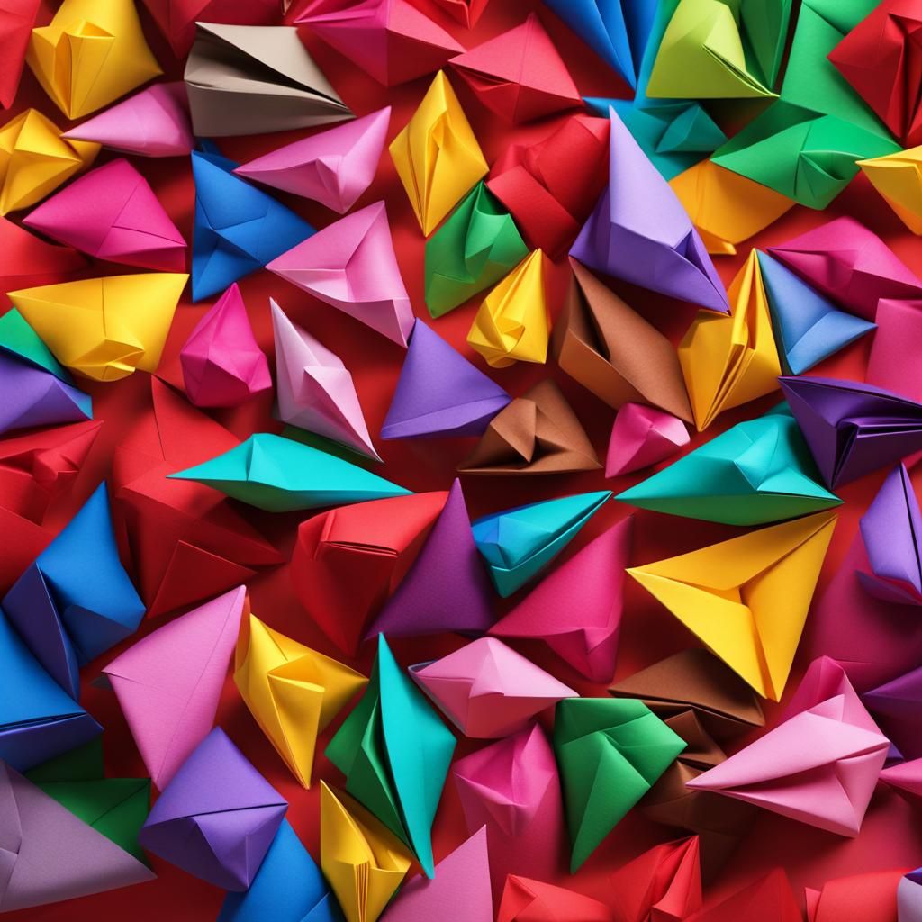Colorful Origami Paper Folds in 8K Resolution