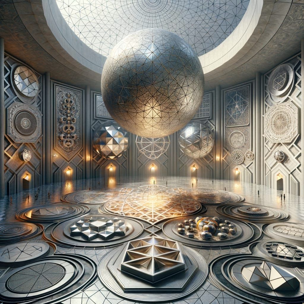 Sacred Geometry Sanctuary in Metallic Glow