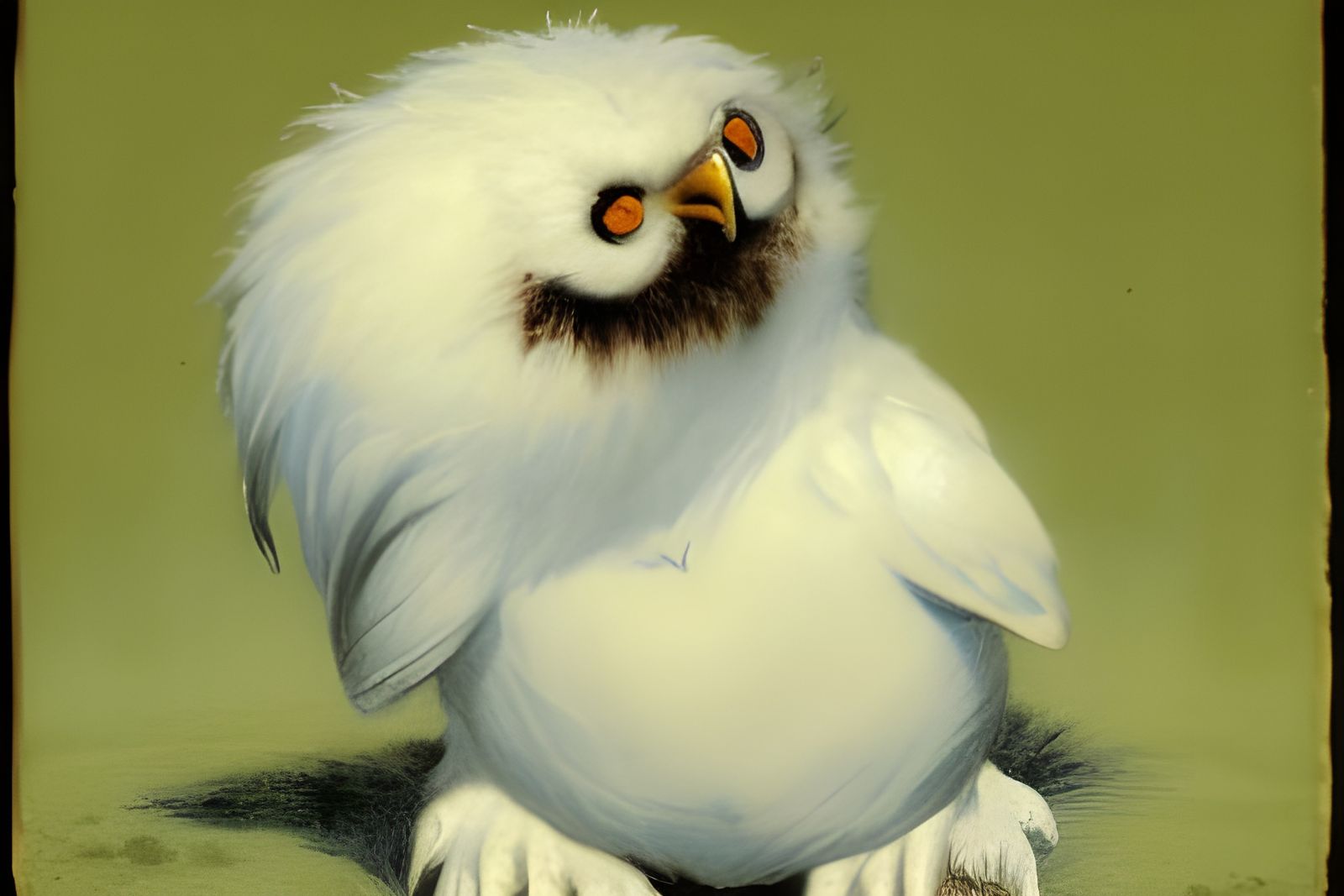 Owl-Dog Devouring Snowman: Dark Fantasy Concept Art