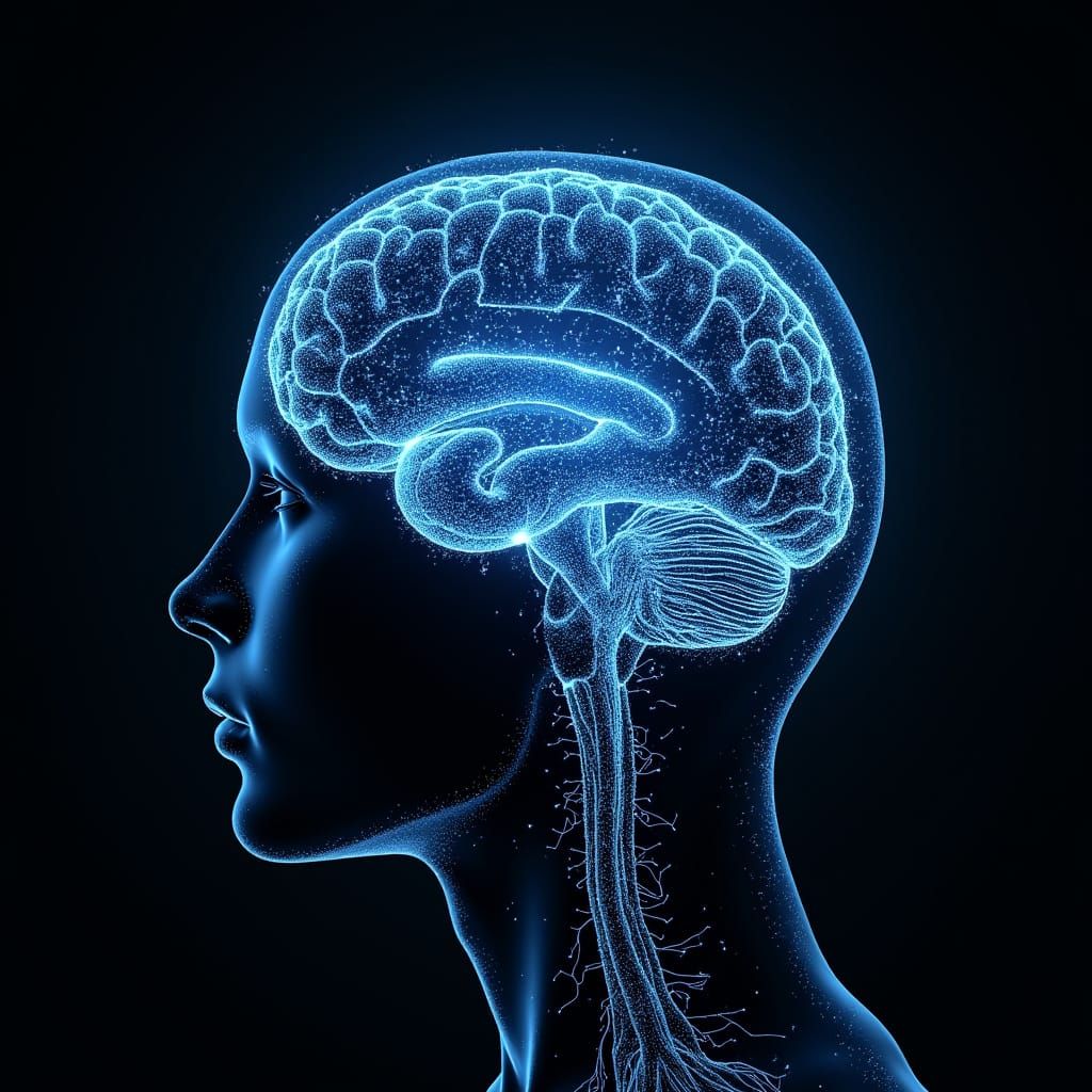 Surreal Hyperrealistic Brain Landscape in Cyberpunk Style