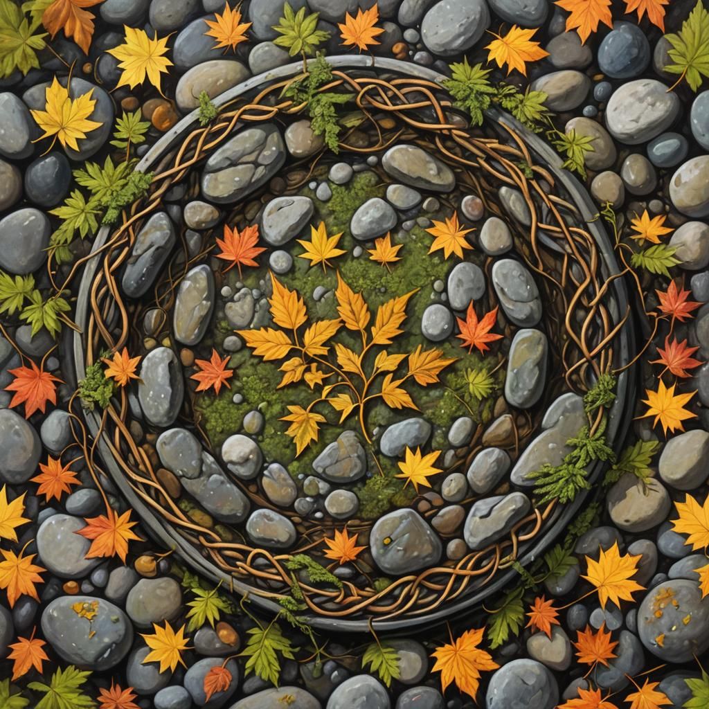 Cancer Celtic Knot Autumn Mountain Oil Painting