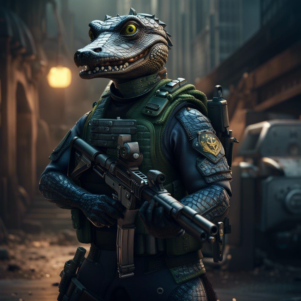 Alligator SWAT Team: Detailed Matte Painting