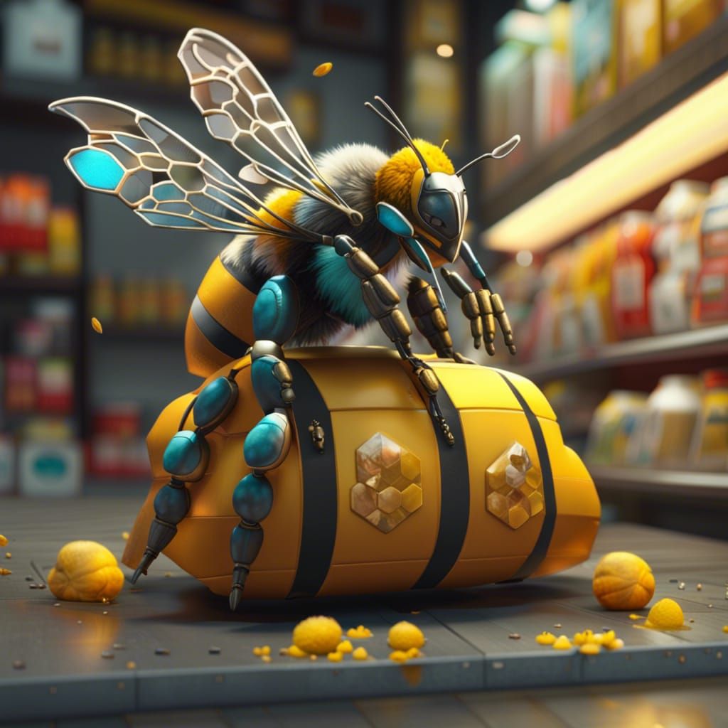 Bee Queen Shopping in Big Mart: Modern Art