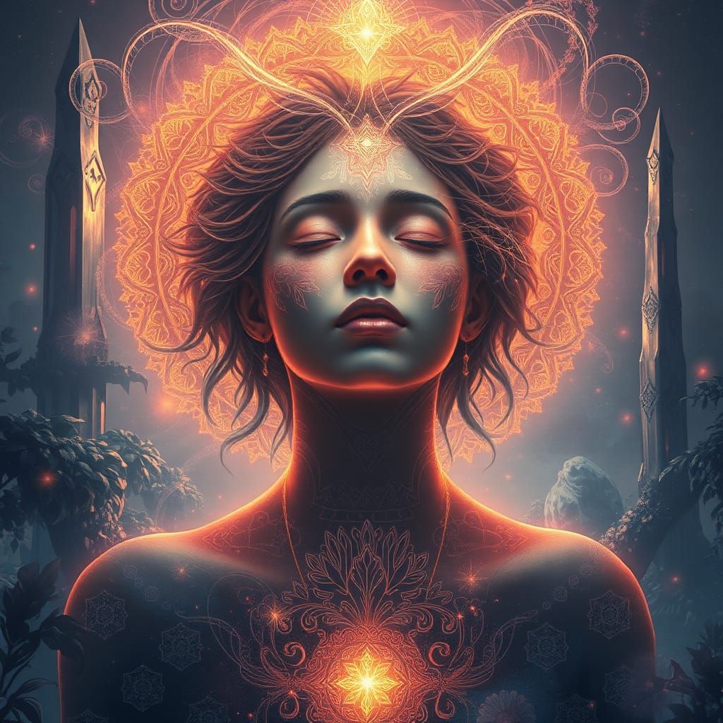 Mystical Being Meditating in Ethereal Realm