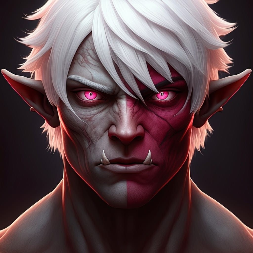 Cyberpunk Half Orc in Anime Style