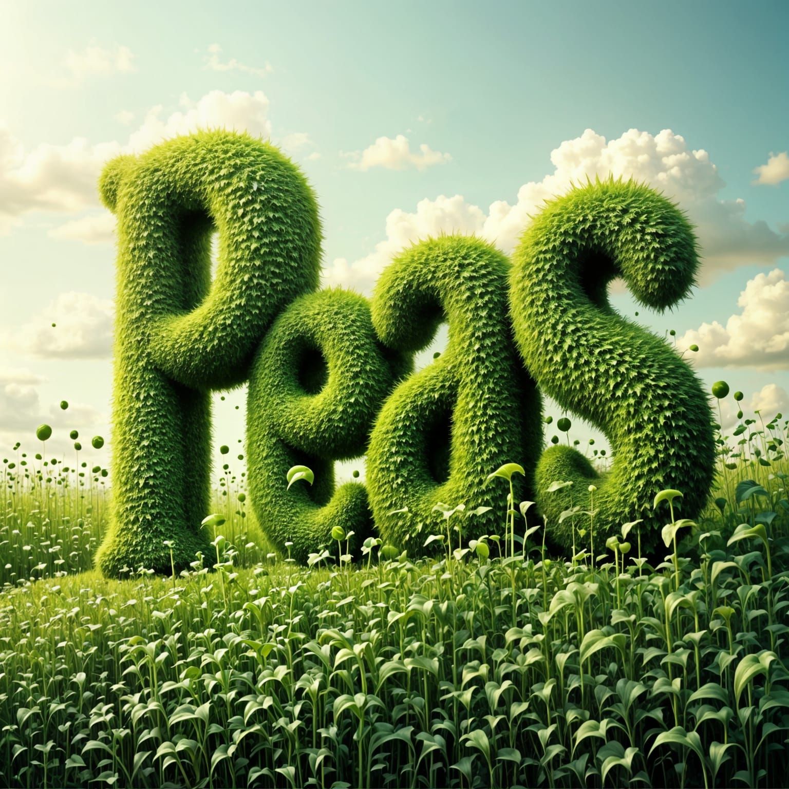 Surreal Word Art: Peas Spelled in Peas