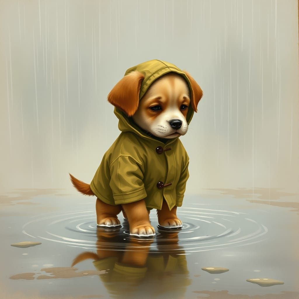 Cozy Puppy Finds Solace in Rainy Day Refuge