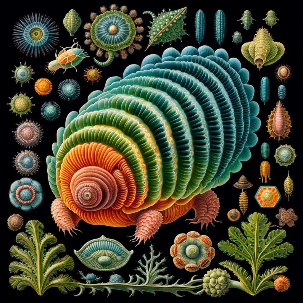 Colorful 3D Tardigrade Inspired by Ernst Haeckel