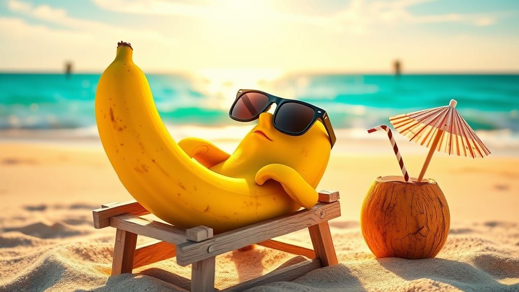 Photorealistic Banana Basks in Tropical Paradise