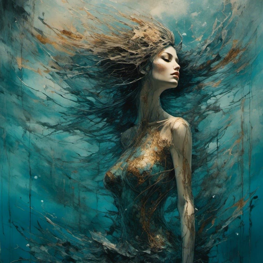 Beautiful Mermaid Watching in Ocean Depths