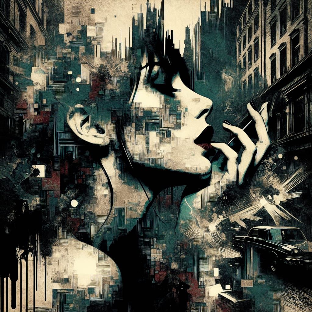 Melancholy Kiss in Dark Urban Street