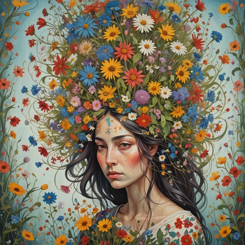 Wildflower Woman: A Surreal Floral Crown
