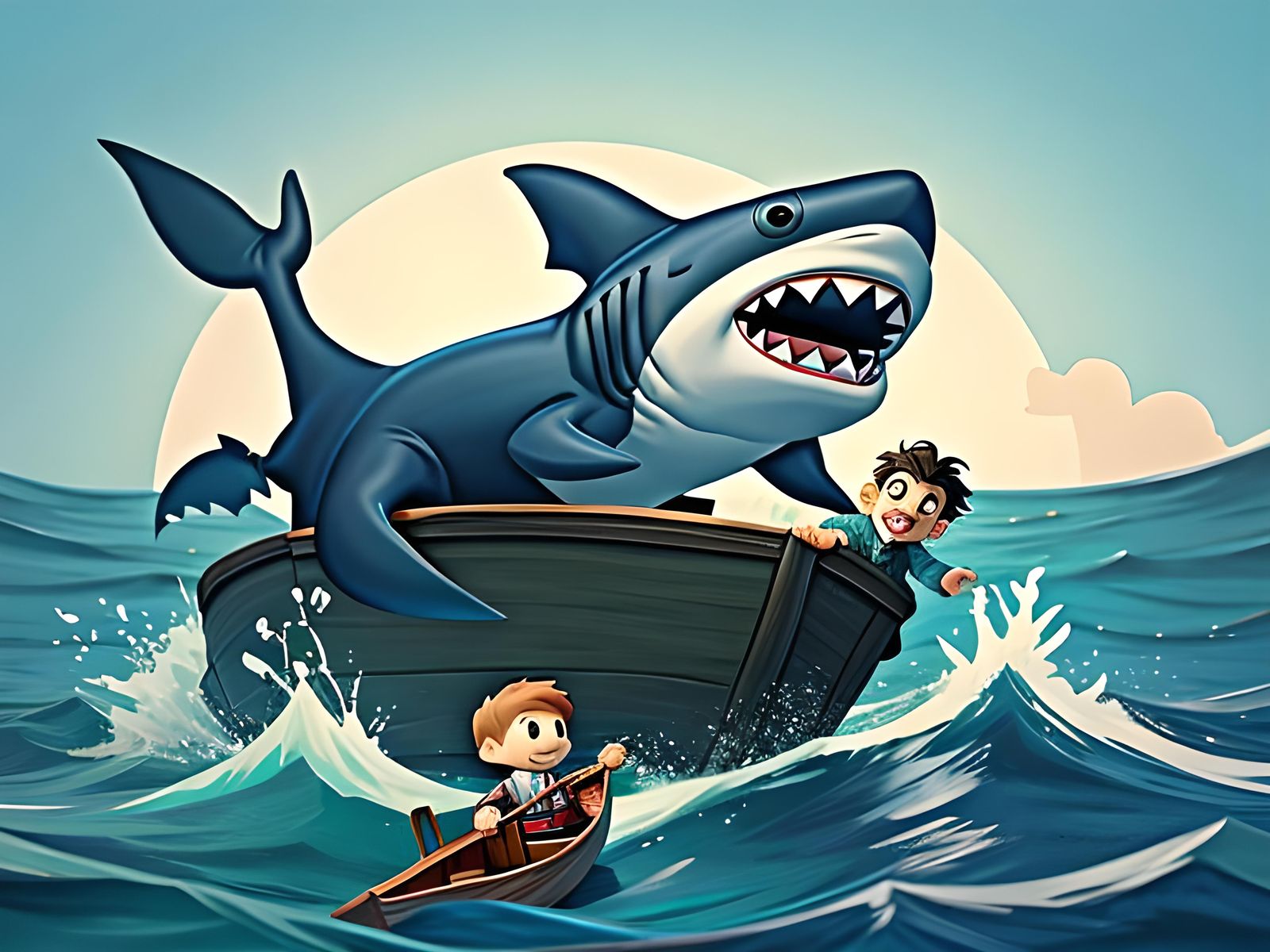 Tiny Man, Giant Shark: A Perilous Boat Trip