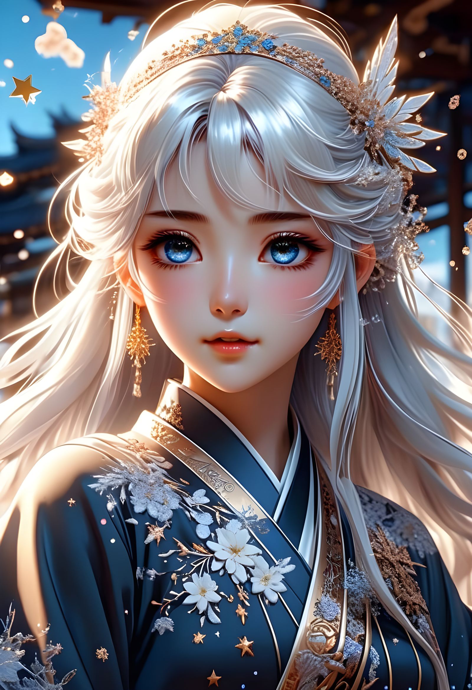 Ethereal Anime Goddess in Celestial Realm