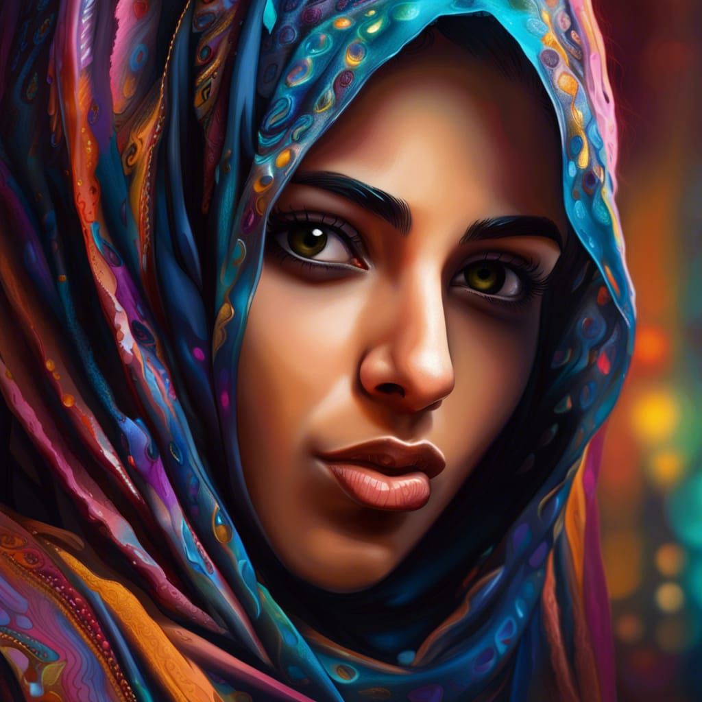 Stunning Arab Woman in Niqab: Hyperrealistic Portrait