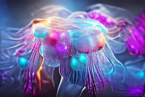 Bioluminescent Jellyfish in the Deep Sea