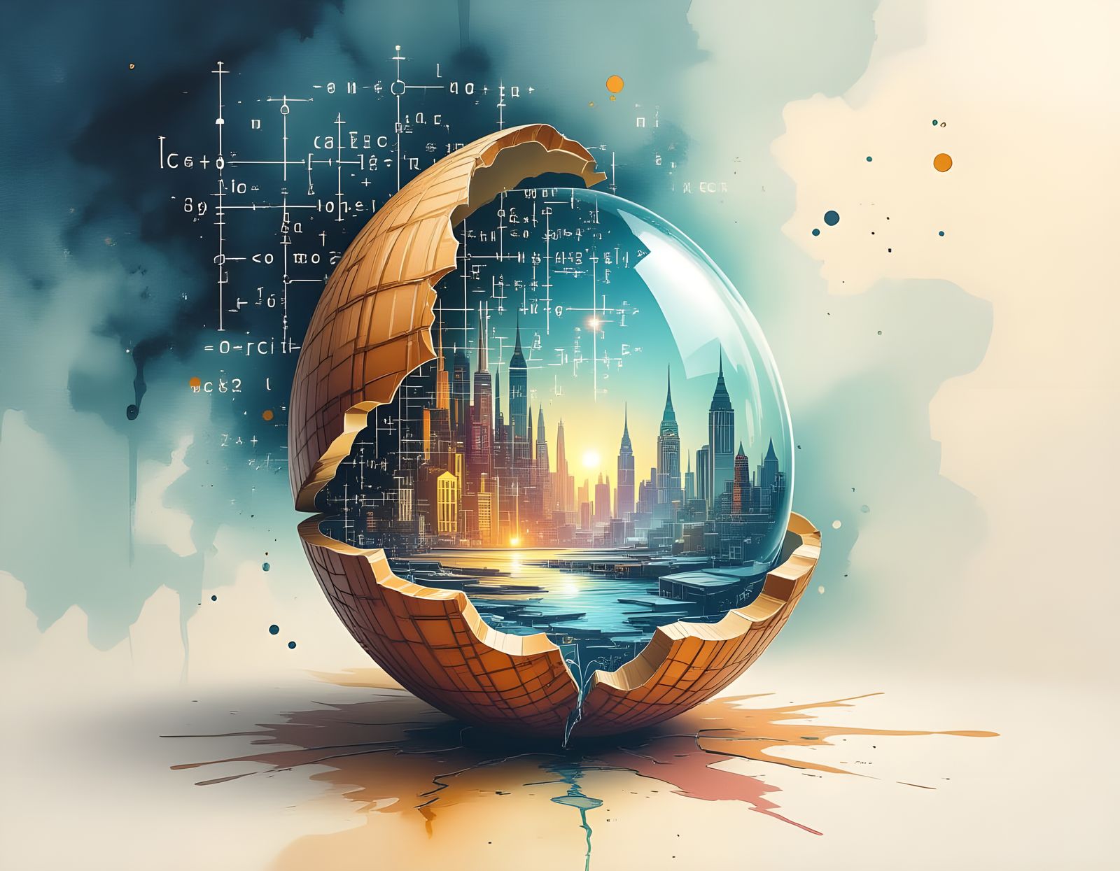 Nutshell World: Glitchcore in Alcohol Ink Style