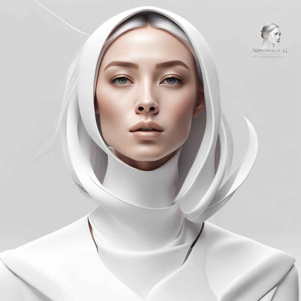 Elegant 3D Portrait: Graceful Simplicity in CG Art