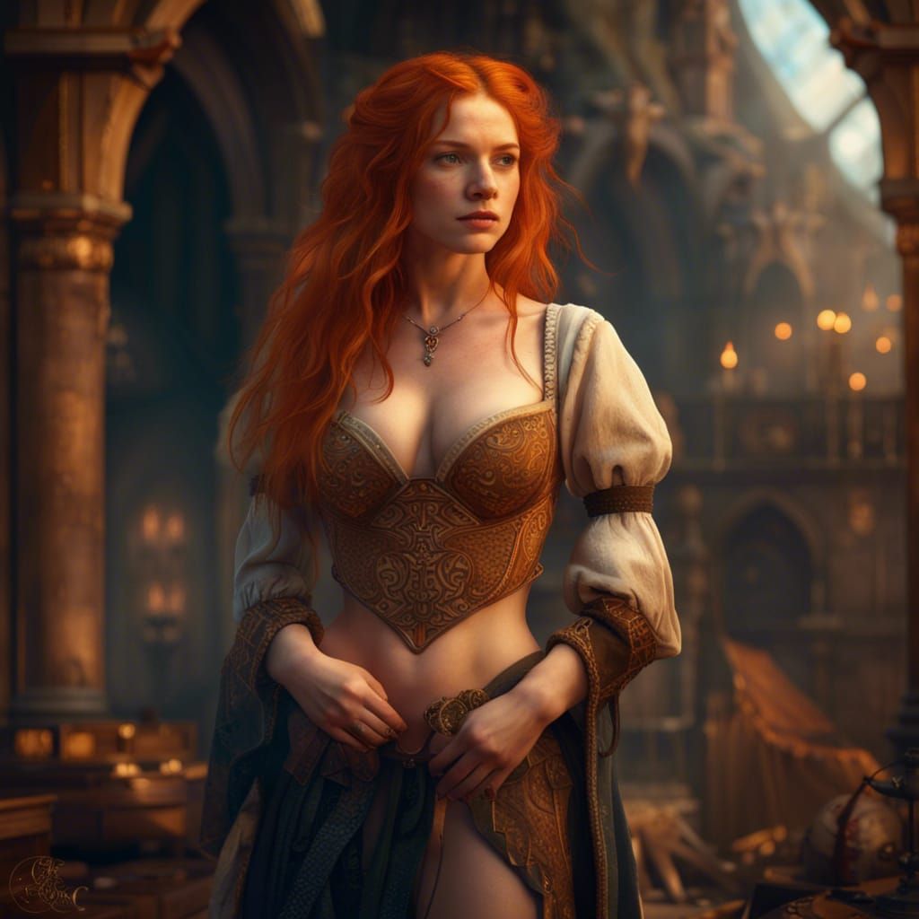Medieval Girl in Lingerie: Fantasy Concept Art